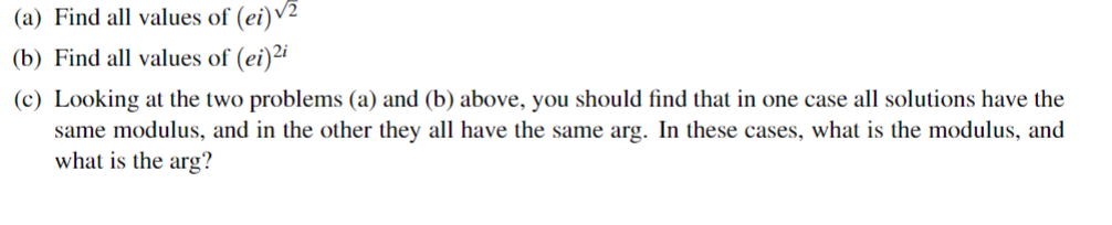 Solved (a) Find all values of (ei)2 (b) Find all values of | Chegg.com