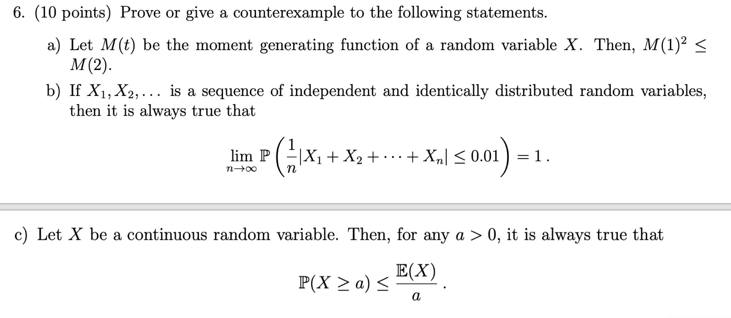 Solved Are part b and c wrong? If so, give a counterexample. | Chegg.com