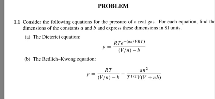Solved Consider the following equations for the pressure of | Chegg.com