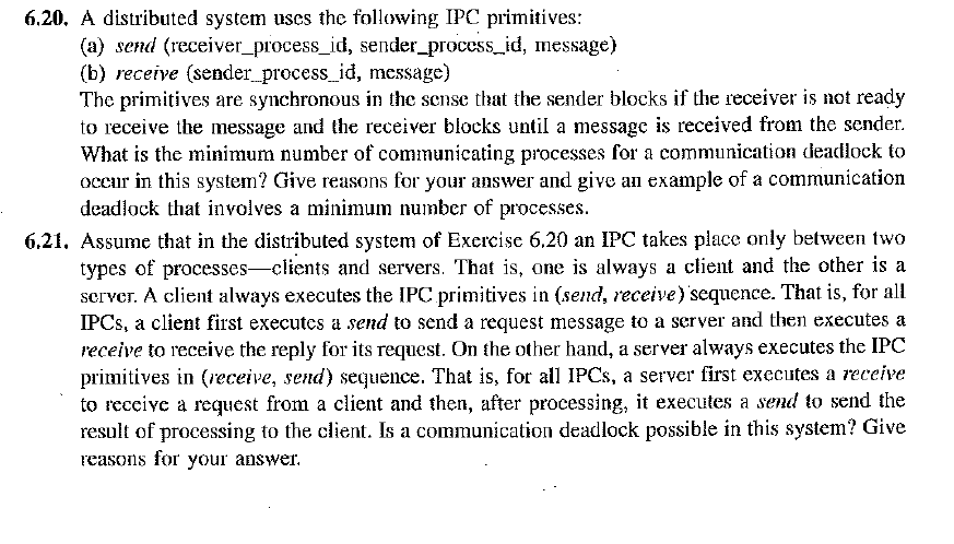 Solved 6.20. A distributed system uses the following IPC | Chegg.com