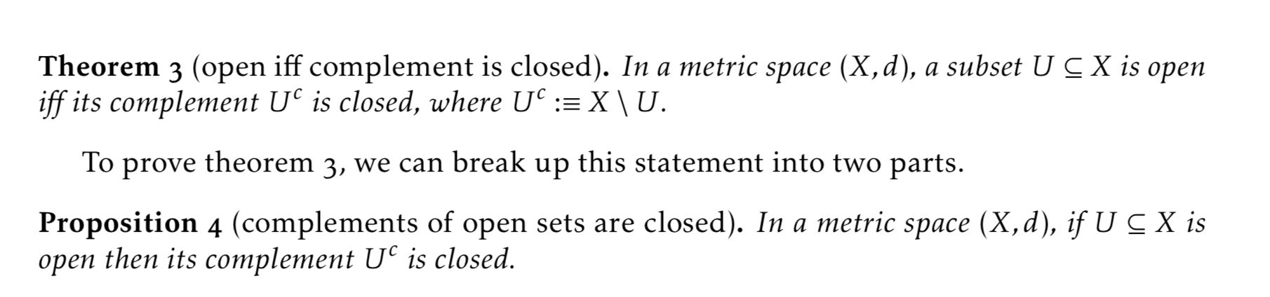 Solved Theorem 3 open iff complement is closed . In a Chegg