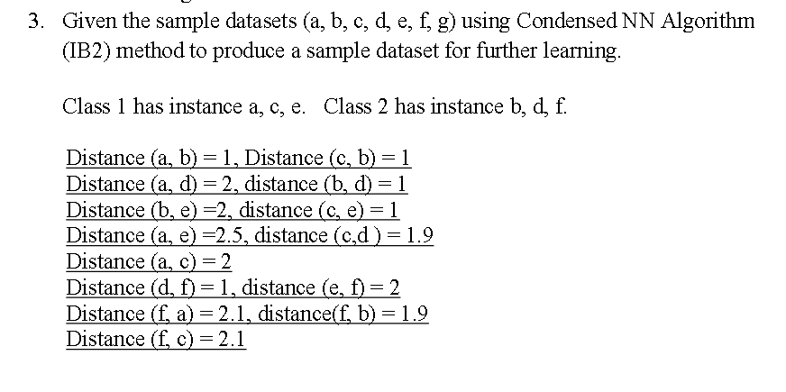 Solved 3. Given The Sample Datasets (a, B, C, D, E, F, G) | Chegg.com