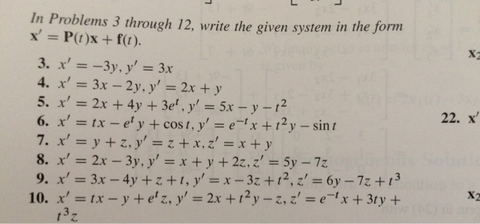 Solved In Problems 3 through 12, write the given system in | Chegg.com