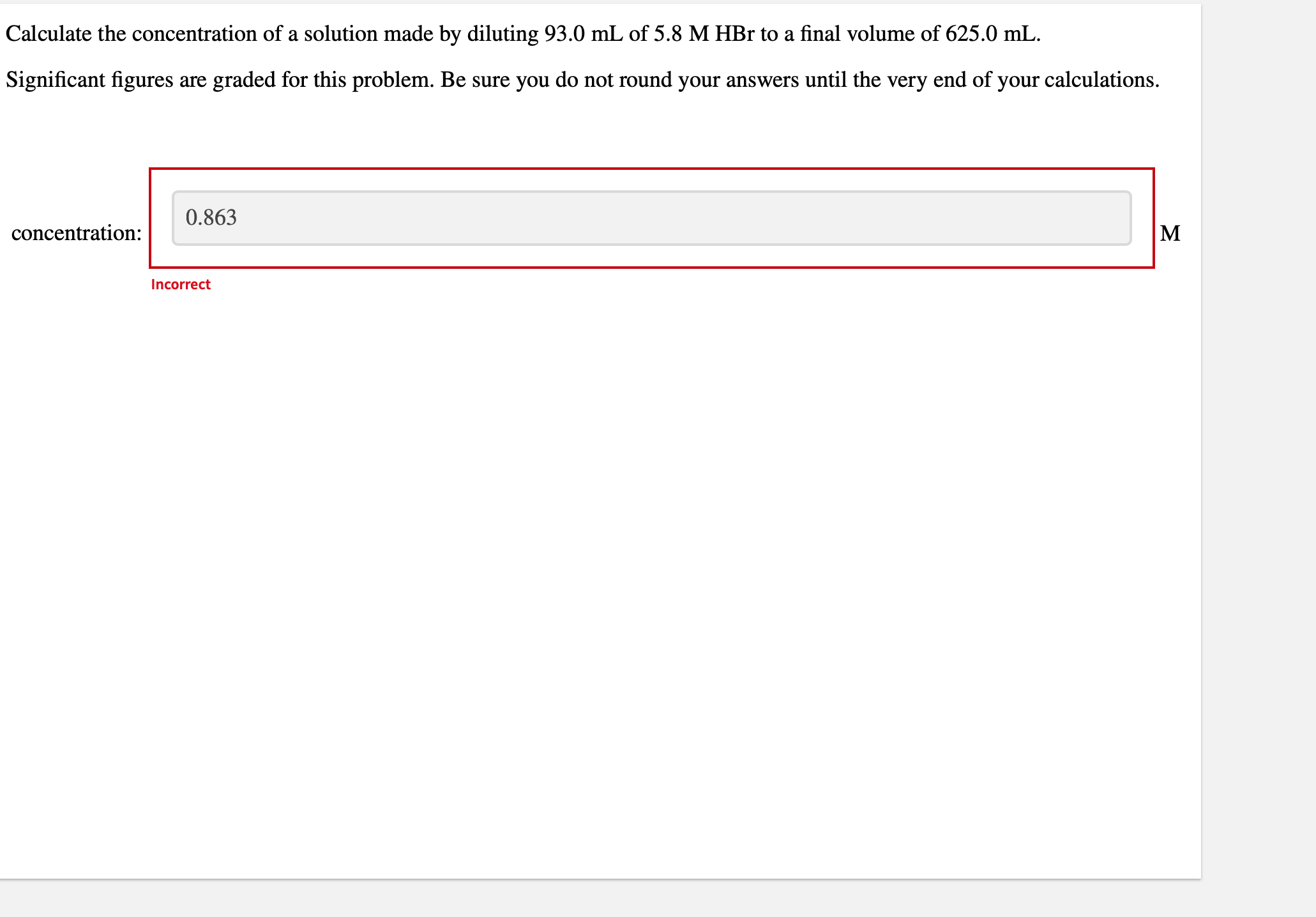 Solved Calculate the concentration of a solution made by | Chegg.com