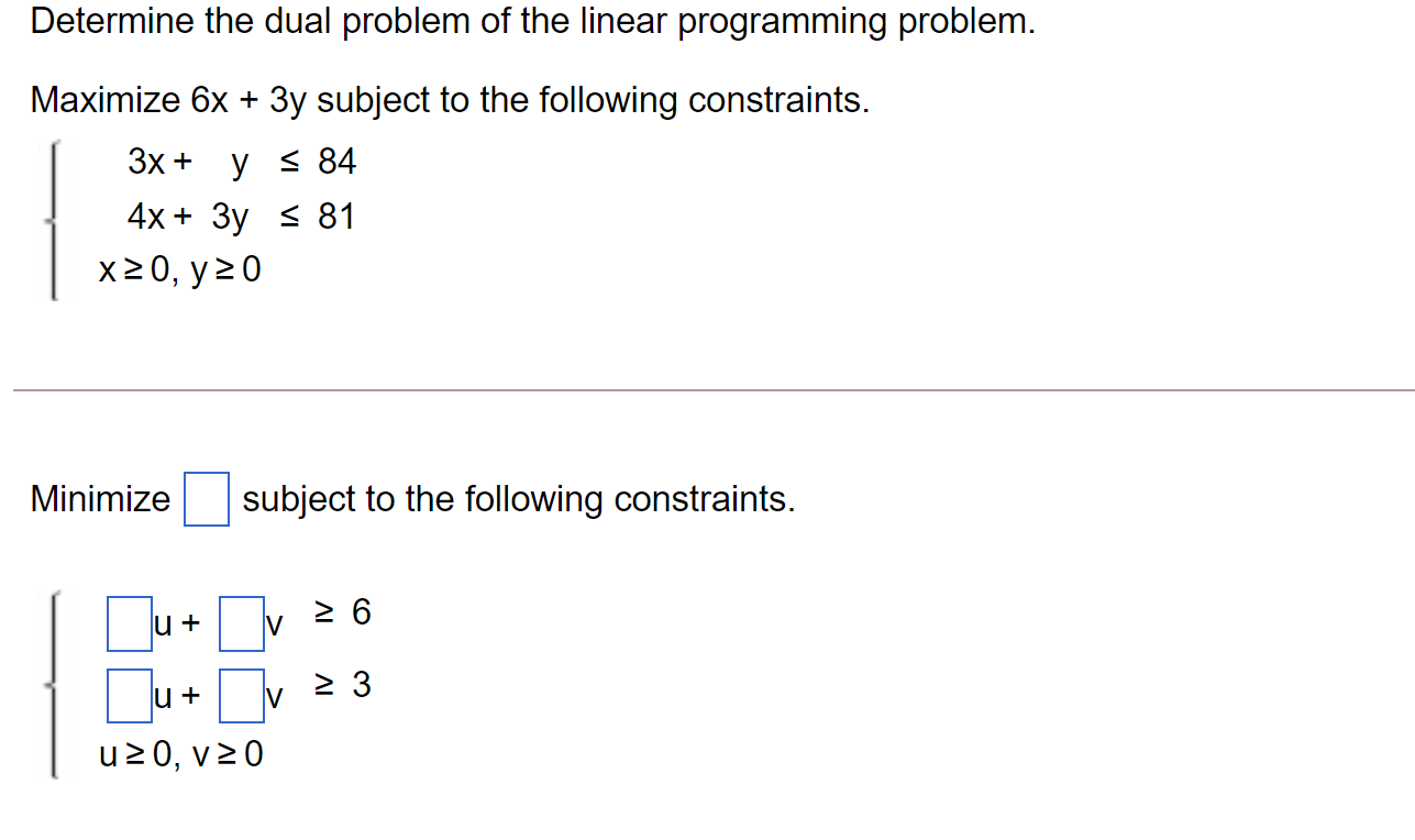 Solved Determine the dual problem of the linear programming | Chegg.com