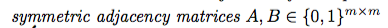 symmetric adjacency matrices A, B = {0,1}mxm