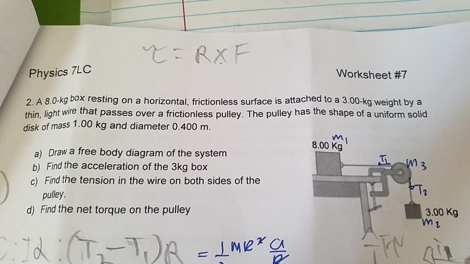 Solved TRAF Physics 7LC Worksheet #7 2. A 8.0-kg Box Resting | Chegg.com