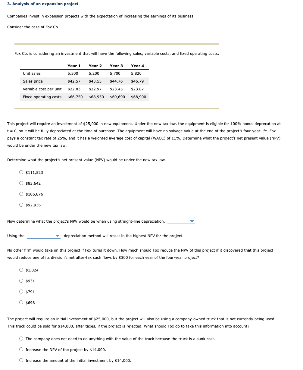 Solved 3. Analysis Of An Expansion Project Companies Invest 