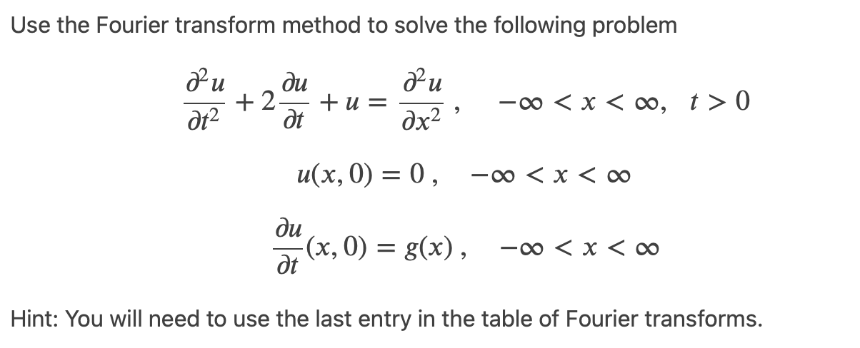 Solved Use The Fourier Transform Method To Solve The | Chegg.com