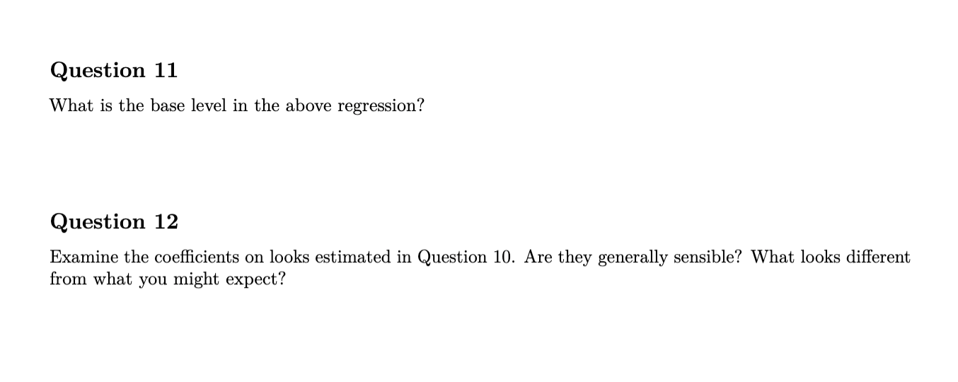 Solved For this problem set The dataset beauty from | Chegg.com