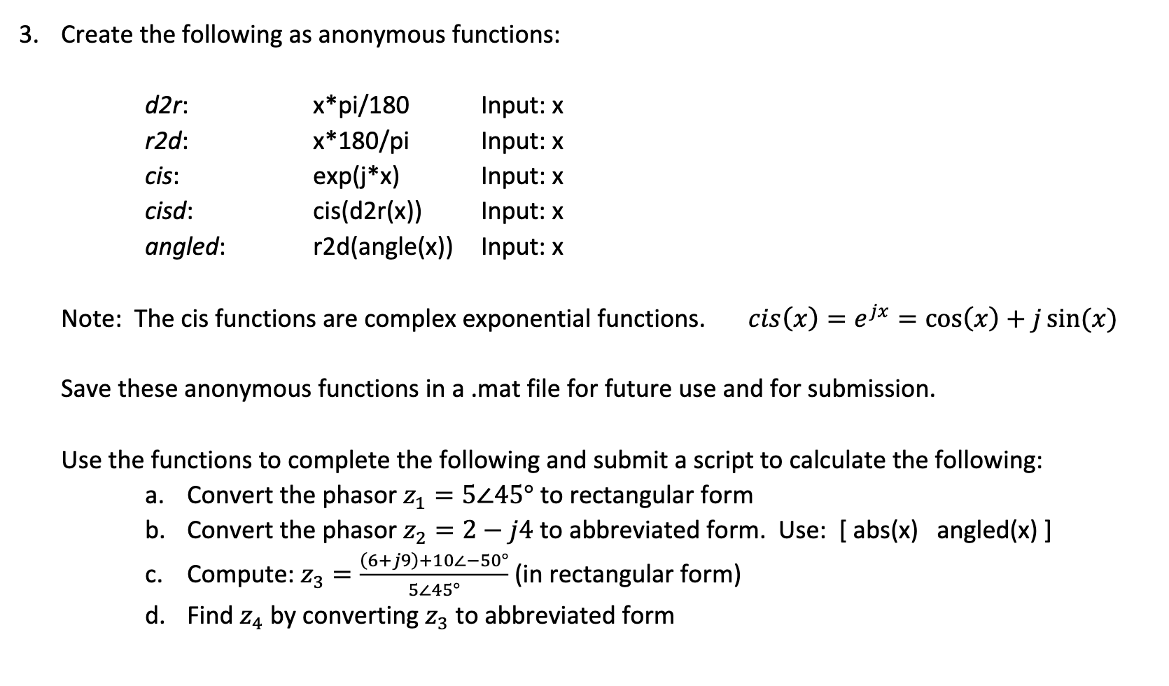 3. Create the following as anonymous functions: d2r: | Chegg.com