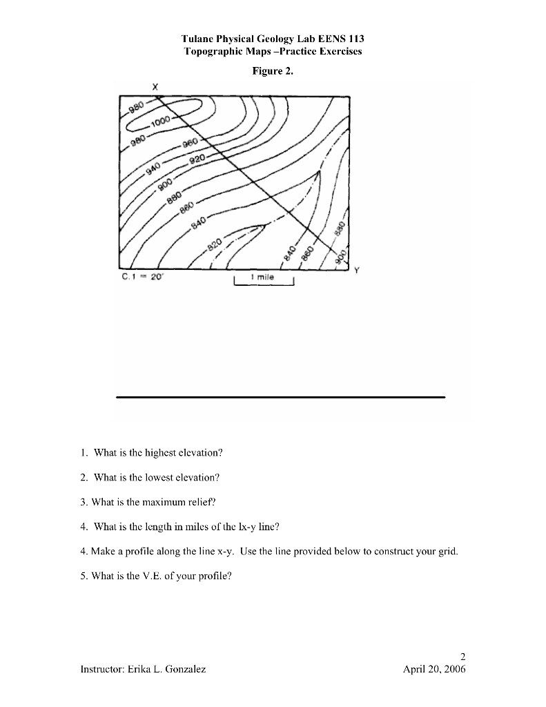 Solved Tulane Physical Geology Lab EENS 113 Topographic Maps | Chegg.com