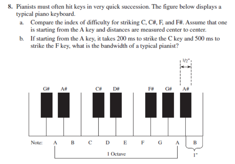 Solved 8. Pianists must often hit keys in very quick
