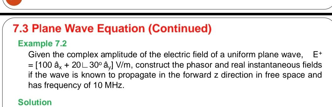 Solved Example 7.2 Given the complex amplitude of the | Chegg.com