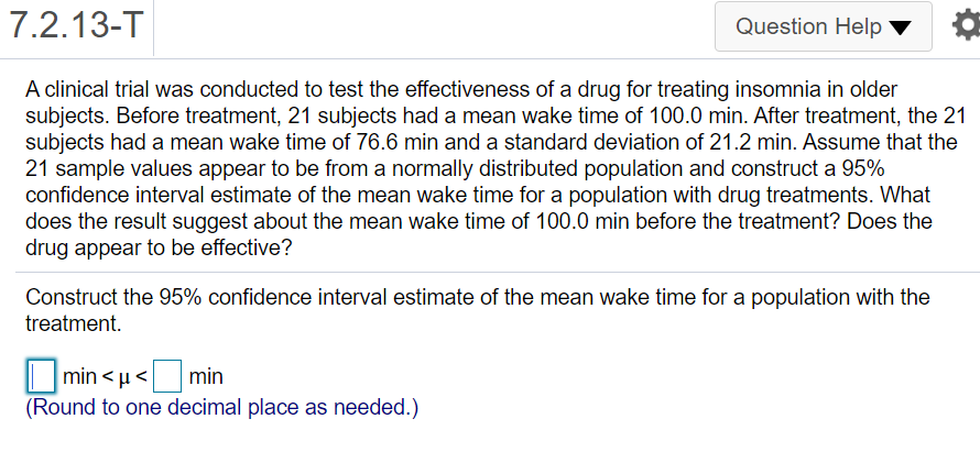 Solved 7.2.13-T Question Help A clinical trial was conducted | Chegg.com