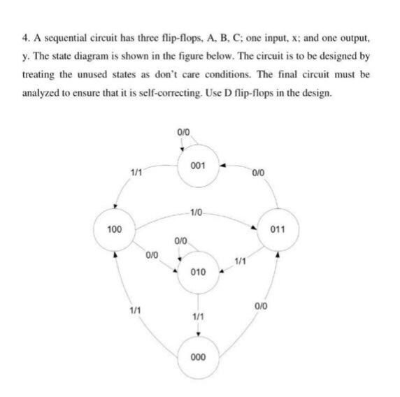 Solved A Sequential Circuit Has Three Flip Flops A B C One Input