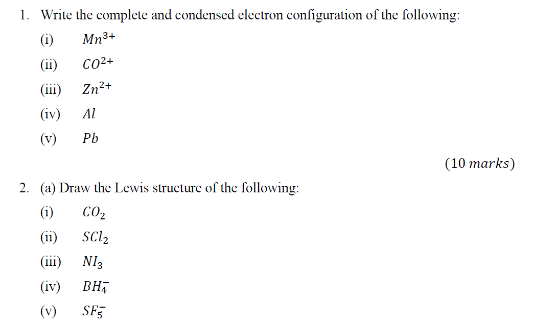 Solved 1. Write the complete and condensed electron | Chegg.com