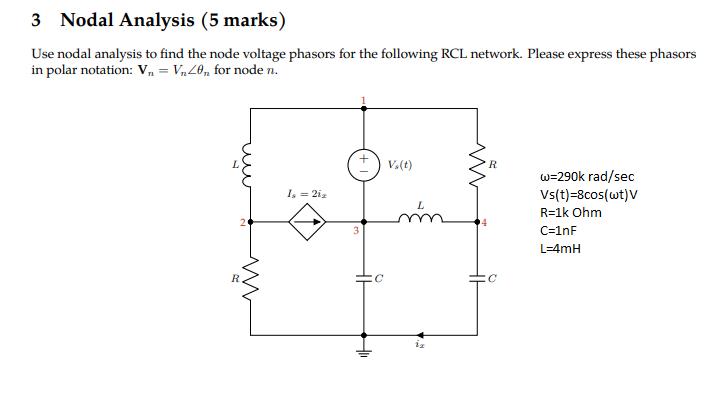 Solved Use nodal analysis to find the node voltage phasors | Chegg.com