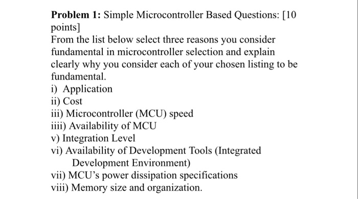 Solved Problem 1: Simple Microcontroller Based Questions: | Chegg.com