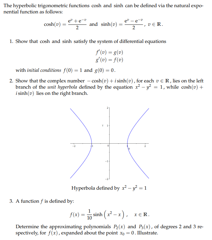 Solved The hyperbolic trigonometric functions cosh and sinh | Chegg.com