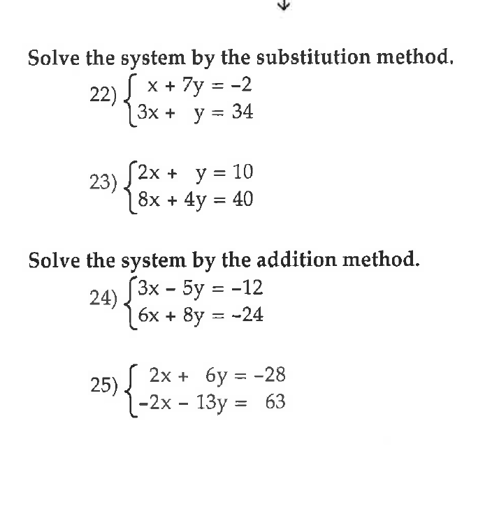 Solved Solve The System By The Substitution Method 22 S X Chegg Com