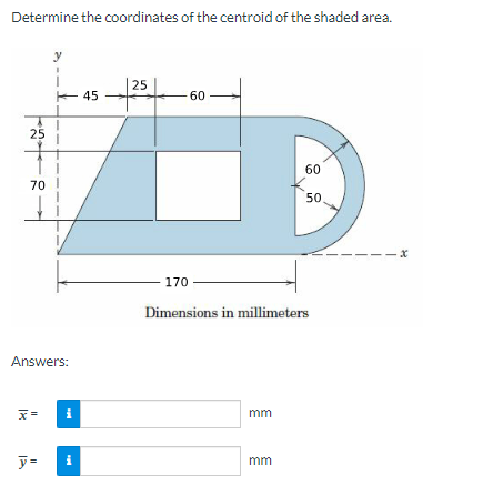 Solved Determine the coordinates of the centroid of the | Chegg.com