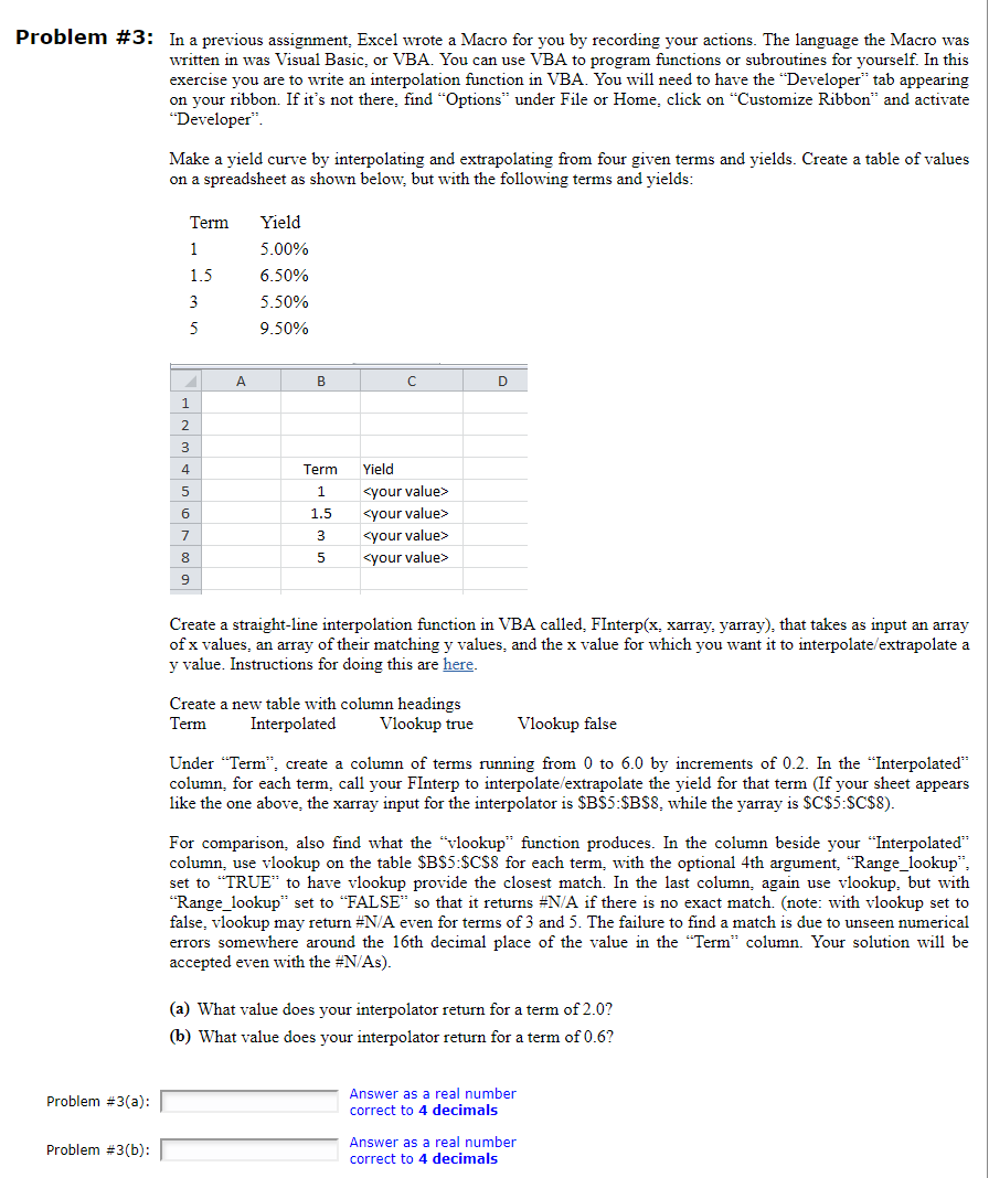 Problem #3: In a previous assignment, Excel wrote a | Chegg.com