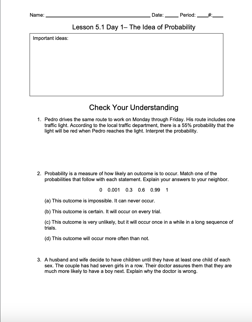 Lesson 5.1 Day 1 How good is Mrs. Gallas at free