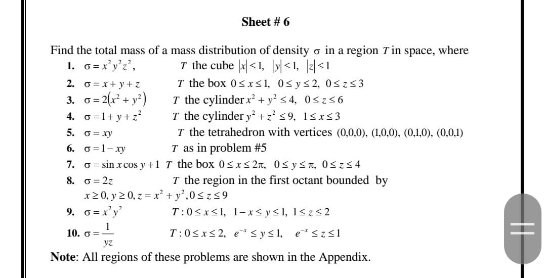 Solved Sheet #6 Find the total mass of a mass distribution | Chegg.com