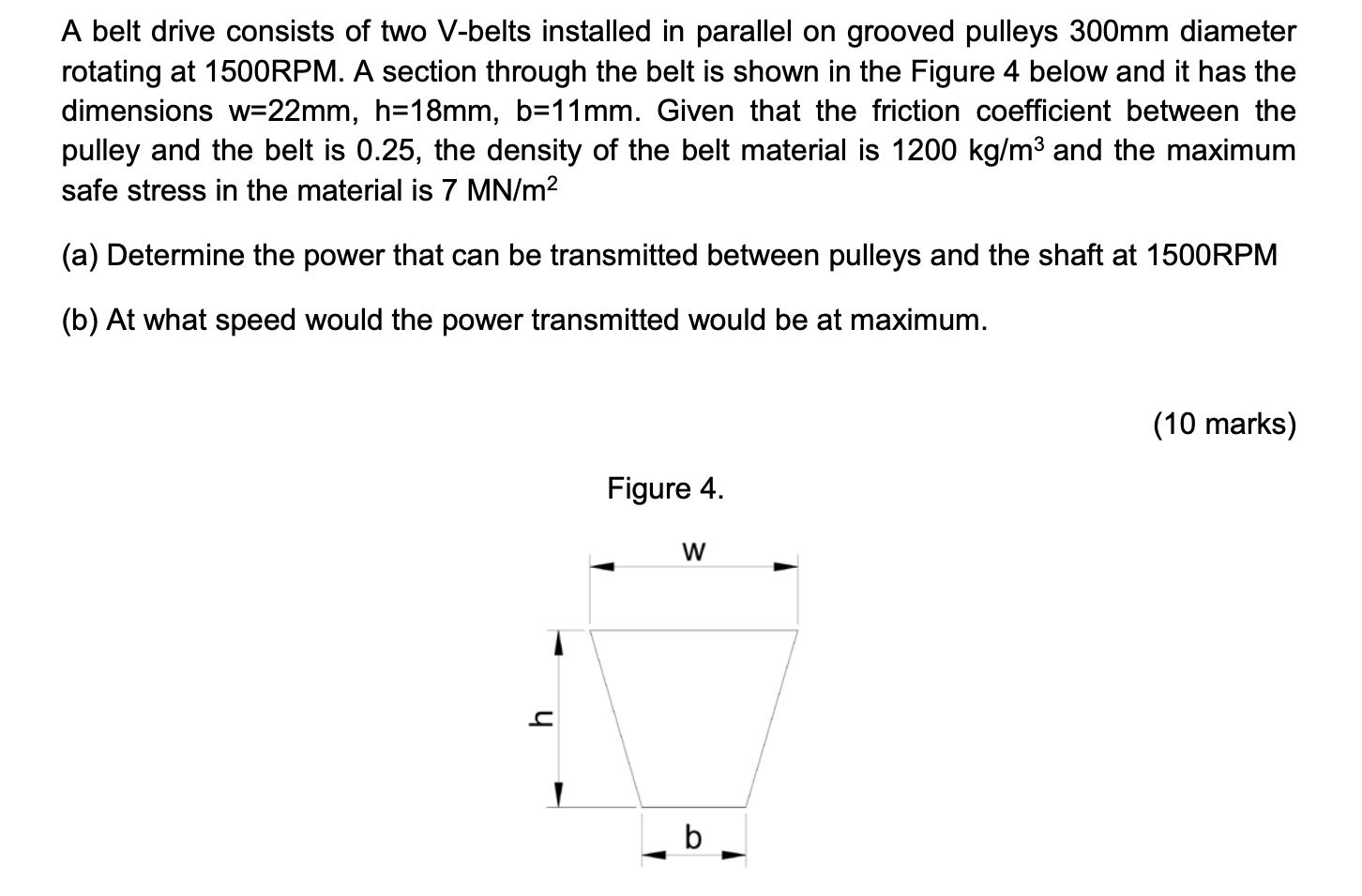 Solved A Belt Drive Consists Of Two V-belts Installed In | Chegg.com