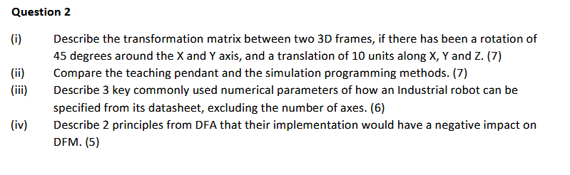 Solved Question 2 (0) (ii) (iii) Describe the transformation | Chegg.com
