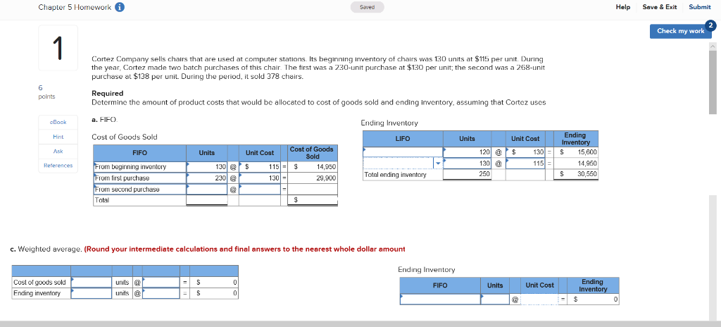 Solved Chapter 5 Homework 6 Help Save & Exit Submit aved | Chegg.com