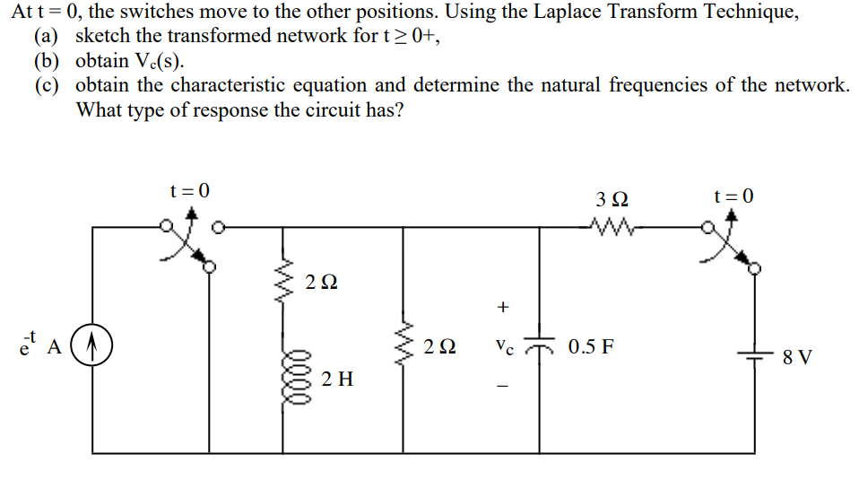 Solved At T= 0, The Switches Move To The Other Positions. | Chegg.com