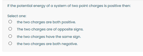 potential energy of a system of two point charges class 12
