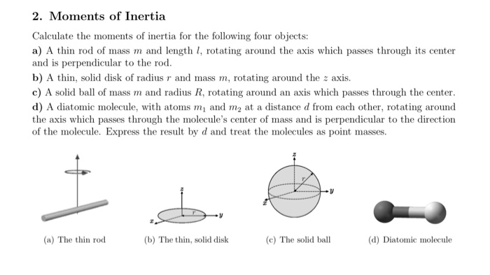 Solved Calculate The Moments Of Inertia For The Following | Chegg.com