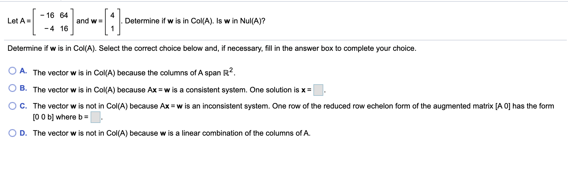 Solved B Find K Such That Col A Is A Subspace Of R K B Chegg Com