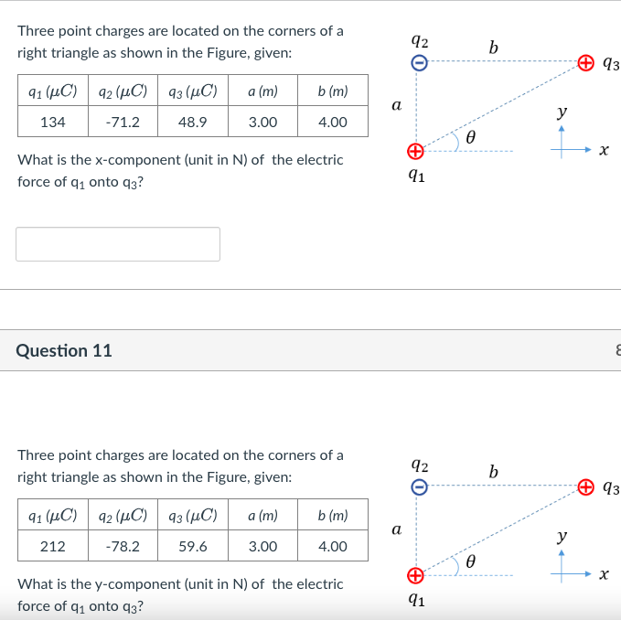 Solved Three point charges are located on the corners of a | Chegg.com