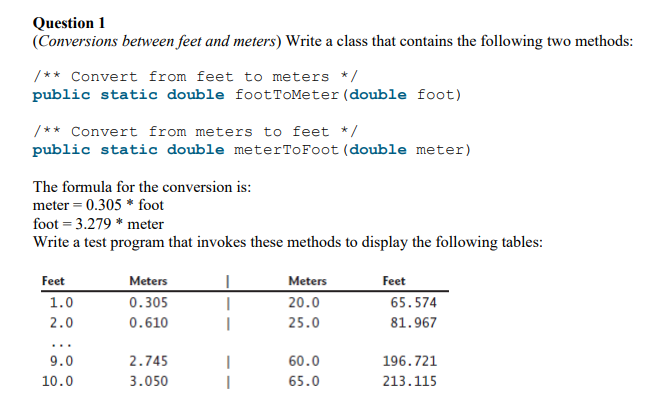 Solved Question 1 (Conversions between feet and meters) | Chegg.com