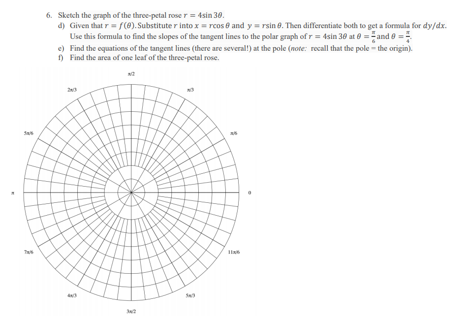 Solved 6. Sketch the graph of the three-petal rose r = 4sin | Chegg.com