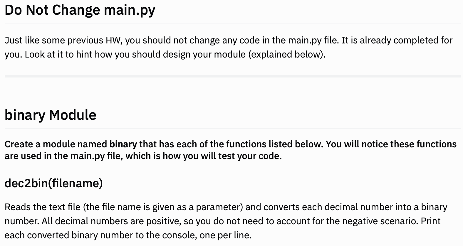 Solved Do Not Change main.py Just like some previous HW, you | Chegg.com