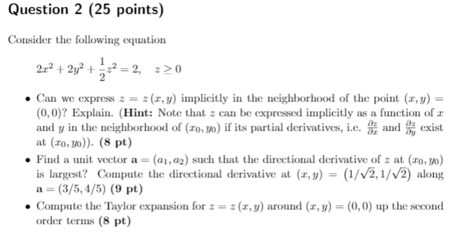 Solved Question 2 (25 points) Consider the following | Chegg.com