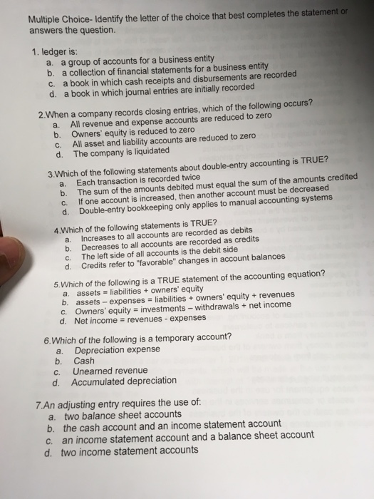 Solved Multiple choice- Identify the choice that best | Chegg.com