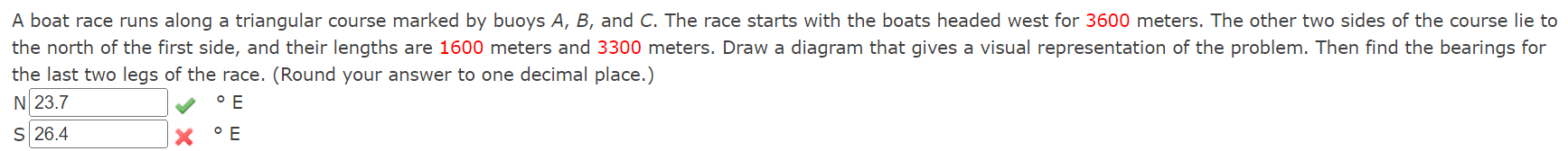 Solved A boat race runs along a triangular course marked by | Chegg.com