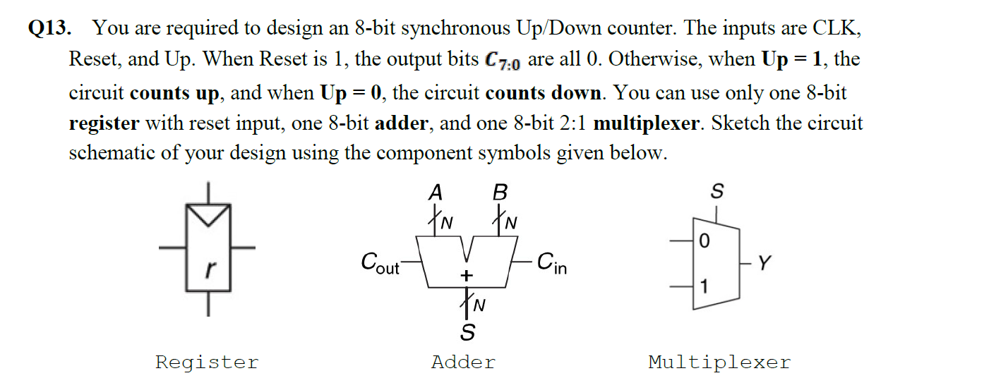 Solved Q13. You are required to design an 8-bit synchronous | Chegg.com