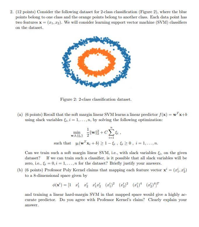 Solved 2 12 Points Consider The Following Dataset For 7794