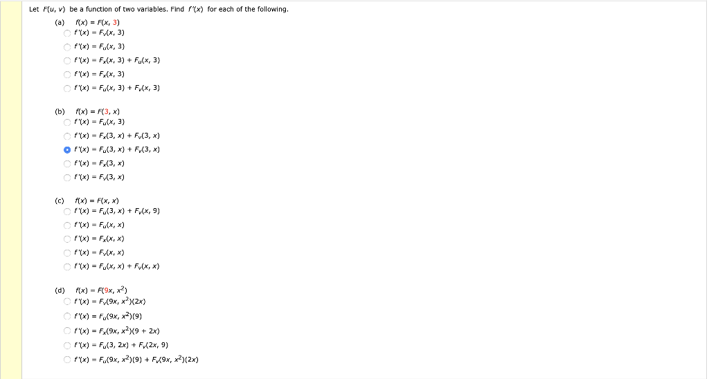 Solved Let F U V Be A Function Of Two Variables Find F Chegg Com