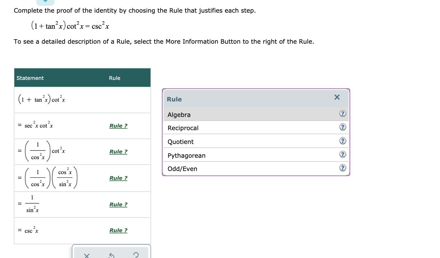 Solved Complete the proof of the identity by choosing the