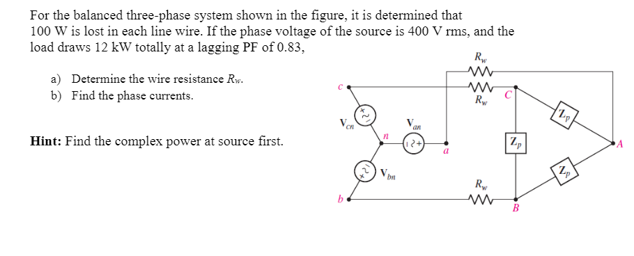 Solved For The Balanced Three-phase System Shown In The | Chegg.com