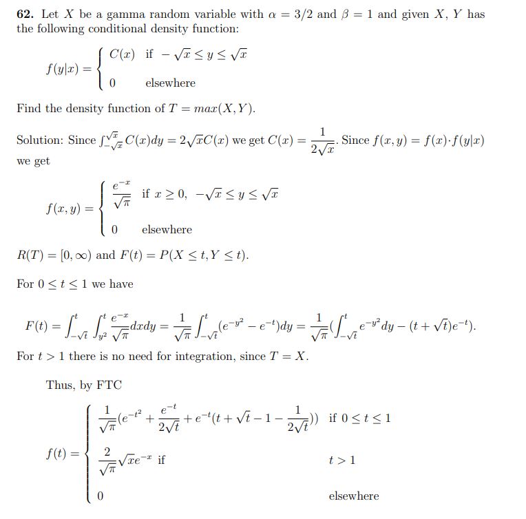 Solved Let x ﻿be a gamma random variable with α=32 ﻿and β=1 | Chegg.com