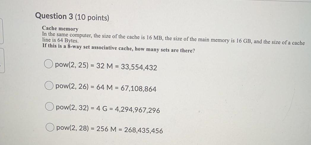 Solved Question 3 (10 points) Cache memory In the same | Chegg.com